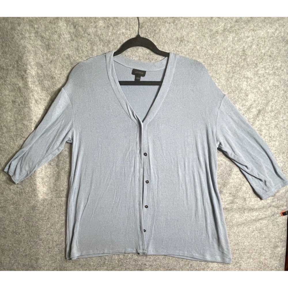 J. Jill Wearever Collection Cardigan Womens Small Blue V-Neck 3/4 Sleeve Knit